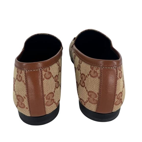 Gucci Jordaan Canvas GG Monogram Horsebit Loafers in Beige Ruggine Rust - Picture 10 of 14